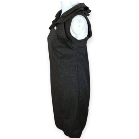 EMMA & MICHELE CHARCOAL RUFFLE MIDI DRESS SZ.8 EUC. - Picture 5 of 10